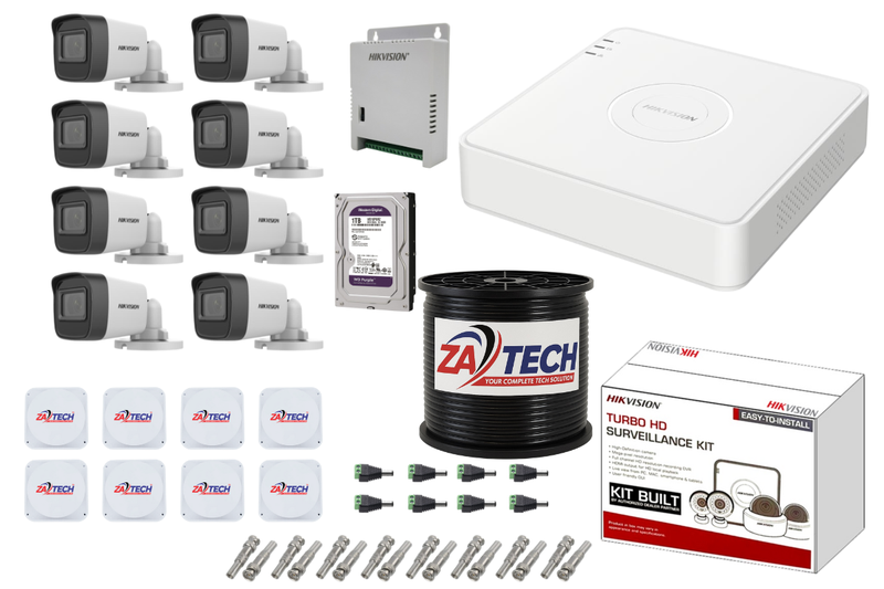 Hikvision 2MP 8CH Full Security Kit With 1 TB HDD &amp; Zatech Junction Box
