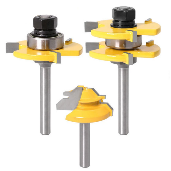 Tongue Groove Joint Router Bit 45 Lock Miter Router Set 6mm Shank- 3 Pack