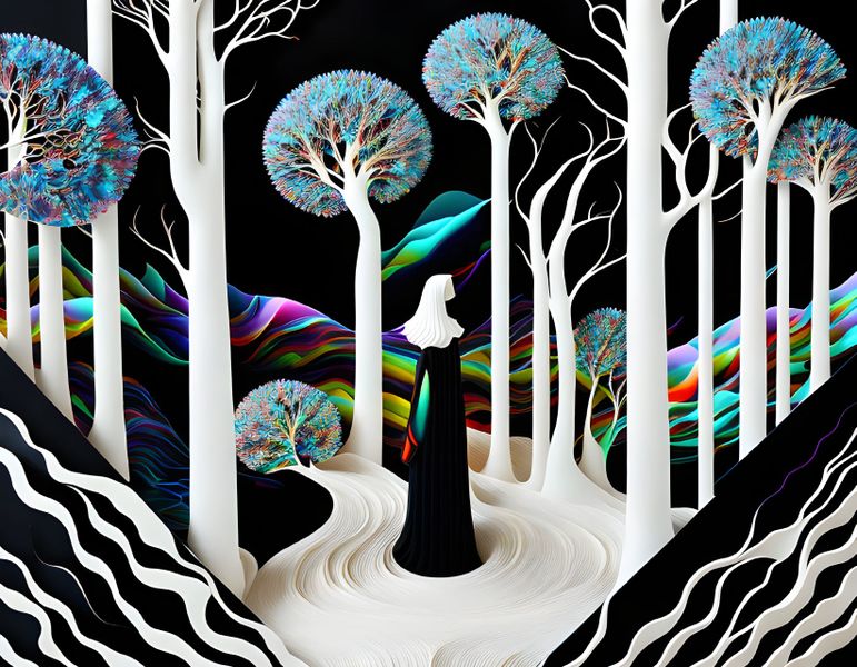 Canvas Wall Art - White Forest Princess Artwork