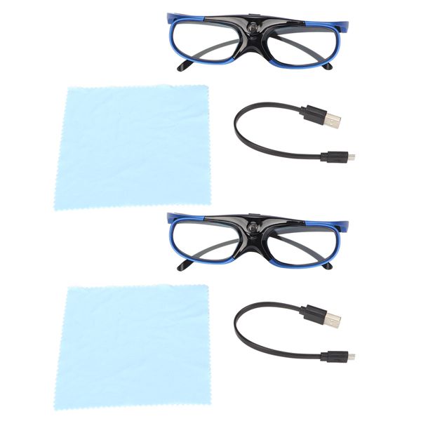 2Pcs DLP Link 3D Glasses 144Hz Rechargeable Active Shutter Glasses
