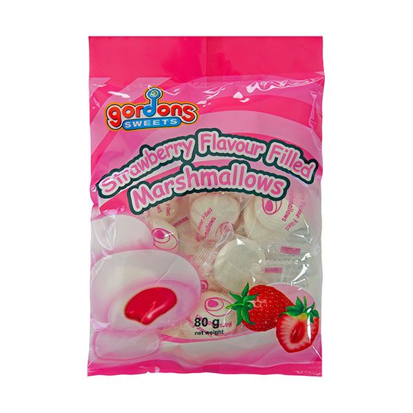 Gordons Sweets - Strawberry Flavour Filled Marshmallows (12 x 80g)