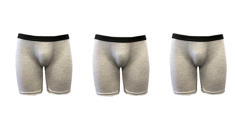Undeez Men's 3 Pack Grey Melange Longer Length Boxer