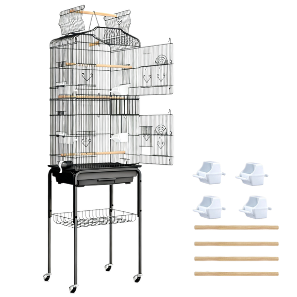 Parrot Cage with Open Top Design Perches Food And Water Bowls