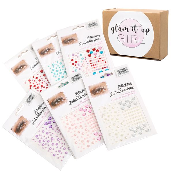 UV Gel Nail Polish 3D Nail Art Crystal Gems Colour Stickers - 12 Piece