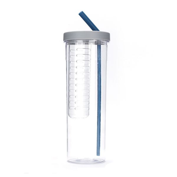 700ml Leakproof Plastic Water Bottle with Straw &amp; Tea Infuser