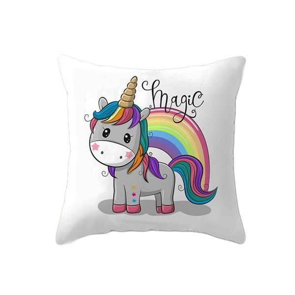 Rainbow Unicorn Cartoon Pillow 45x45cm
