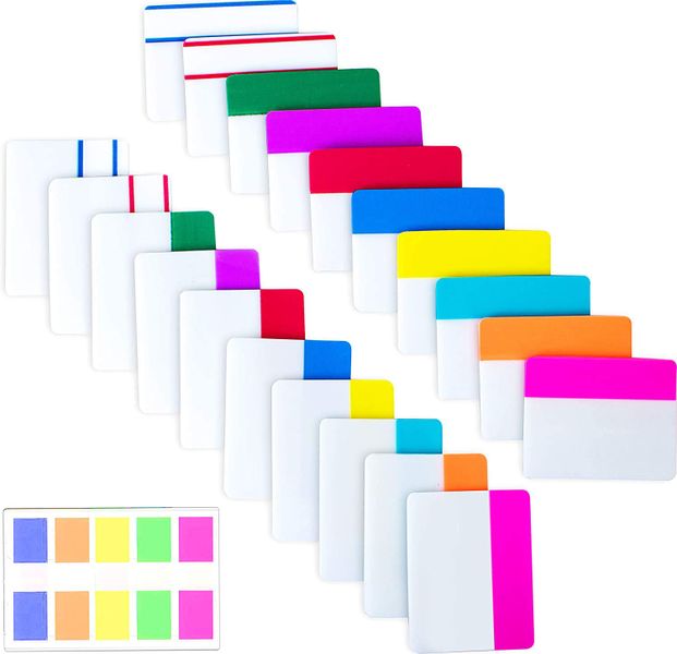 500 Pieces Tabs 2 Inch Markers Sticky Index Tabs,21 Sets 10 Colors