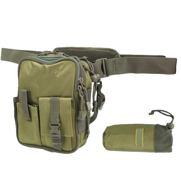 Thigh Drop Pouch Compatible with Fishing Gear, Oxford Bag Tan