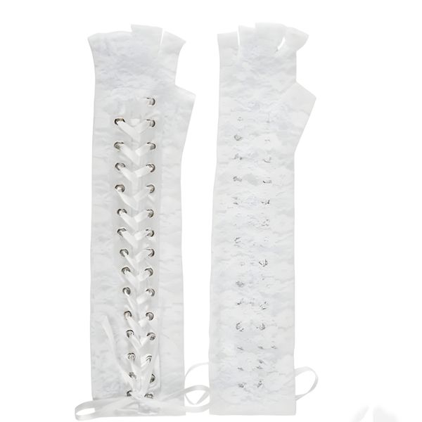 Women Gloves Lolita Lace Stitching Buckle Strap Half Finger Gloves