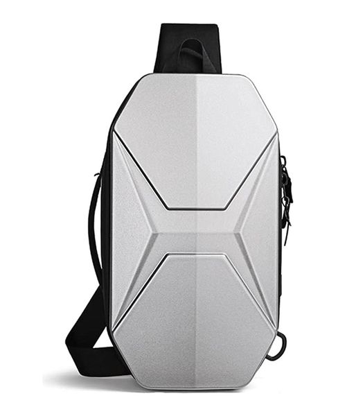 Waterproof Sling Backpack Hard Shell Crossbody Shoulder Bag - Grey