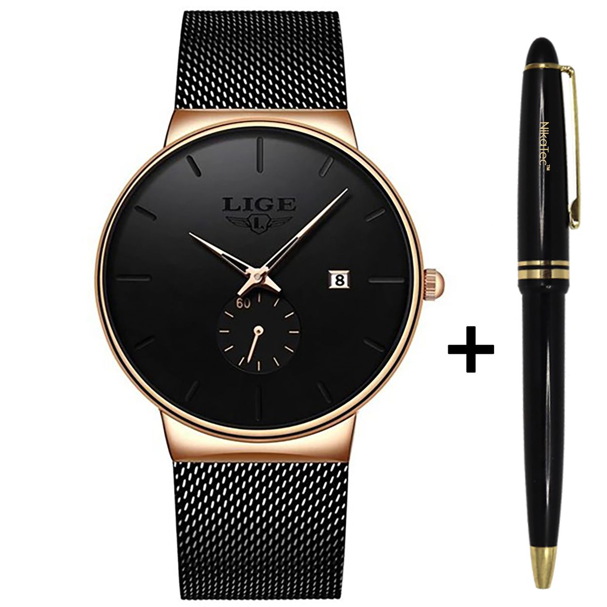 LIGE Mens Watch Ultra Thin black Wrist watch Buy Online in South