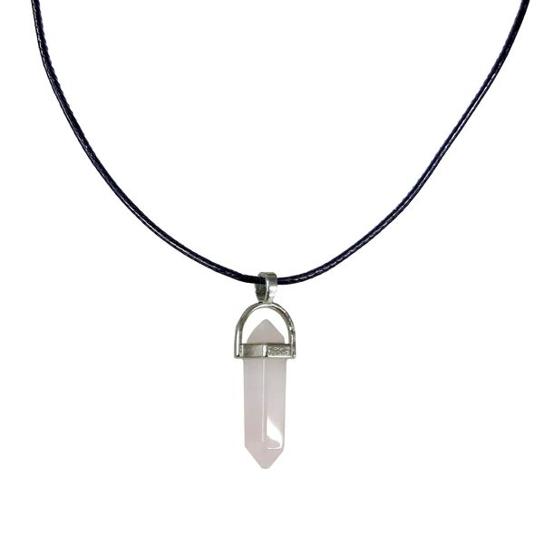 Earth Stone Collection - Bullet Rose Quartz Stone Necklace