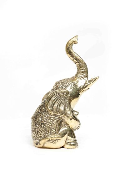 Home Decor Brass Elephant Setting Ornament (10cm)