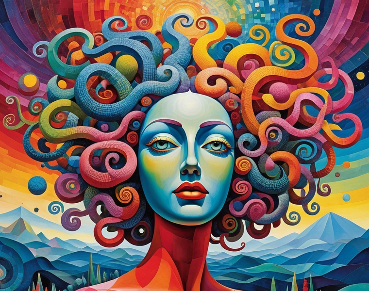 Canvas Wall Art Decor - Colourful Medusa