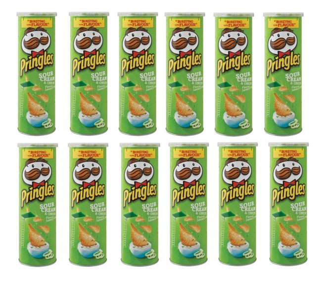 Pringles Sour Cream &amp; Onion Flavored Savory Snack Potato Chips (12x165g)