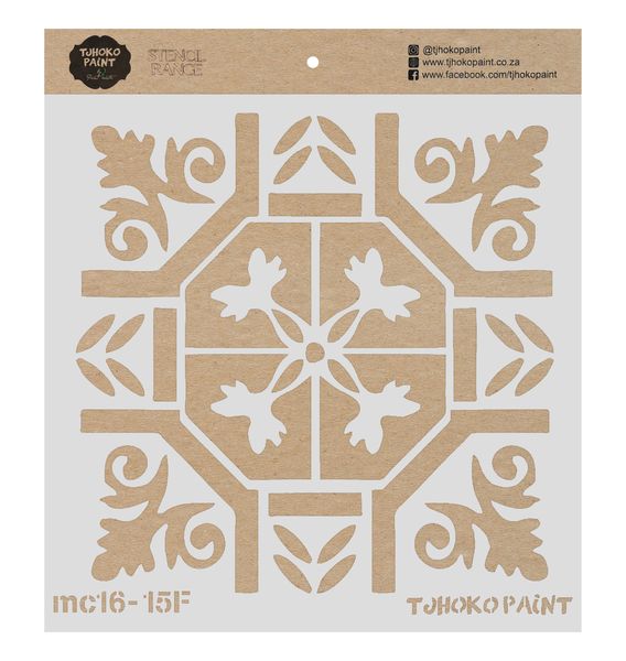 Tjhoko Paint Stencil - 15x15cm - Moroccan Tile (F)