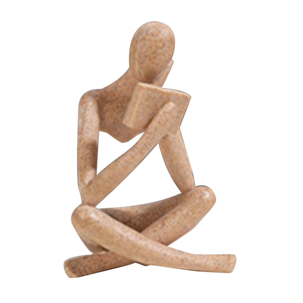 Sandstone Thinkers Resin Statue Reading Ornament a