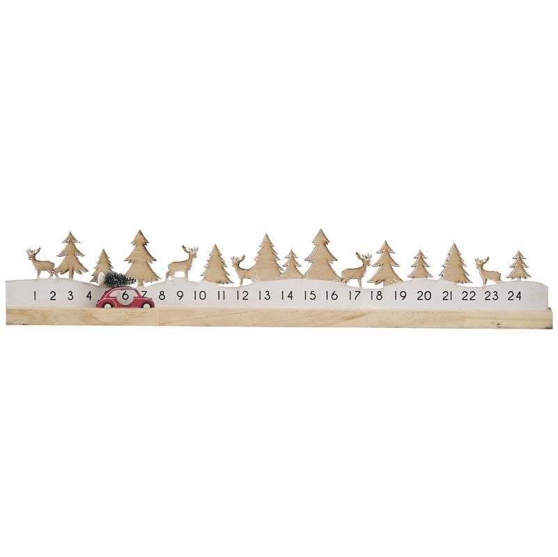 Rustic Red Wooden Reusable Christmas Advent Calendar With Moveable 