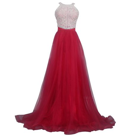 Wine Tulle Two Piece Beaded Evening 