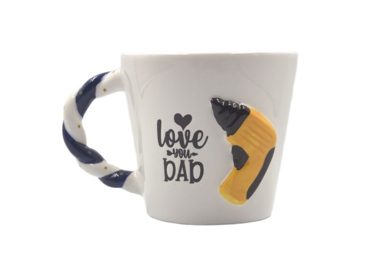 Iconix "Love you Dad" Ceramic Mug with Hand Drill Themed Design