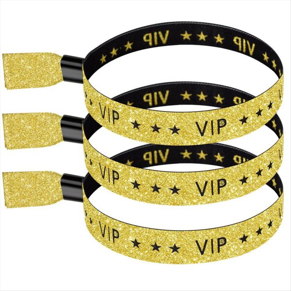 100 Pack Vip Cloth Event Wristband for Activities Parties ( Gold)