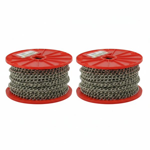 Krafft Nickel-Plated Twist Link Chain 3.4mm x 30m - Durable &amp; - 2 Pack