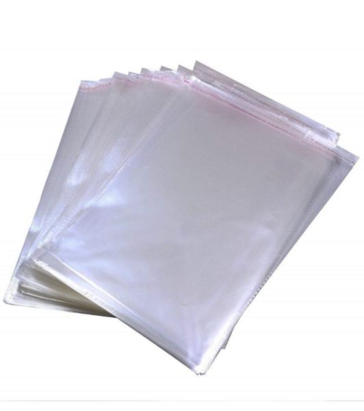 200 Piece Self Adhesive Clear Plastic Poly Bags - 11 x 23cm