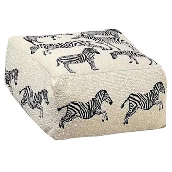 Decor Super Soft Zebra Design Upholstered Footstool Ottoman (50cm)