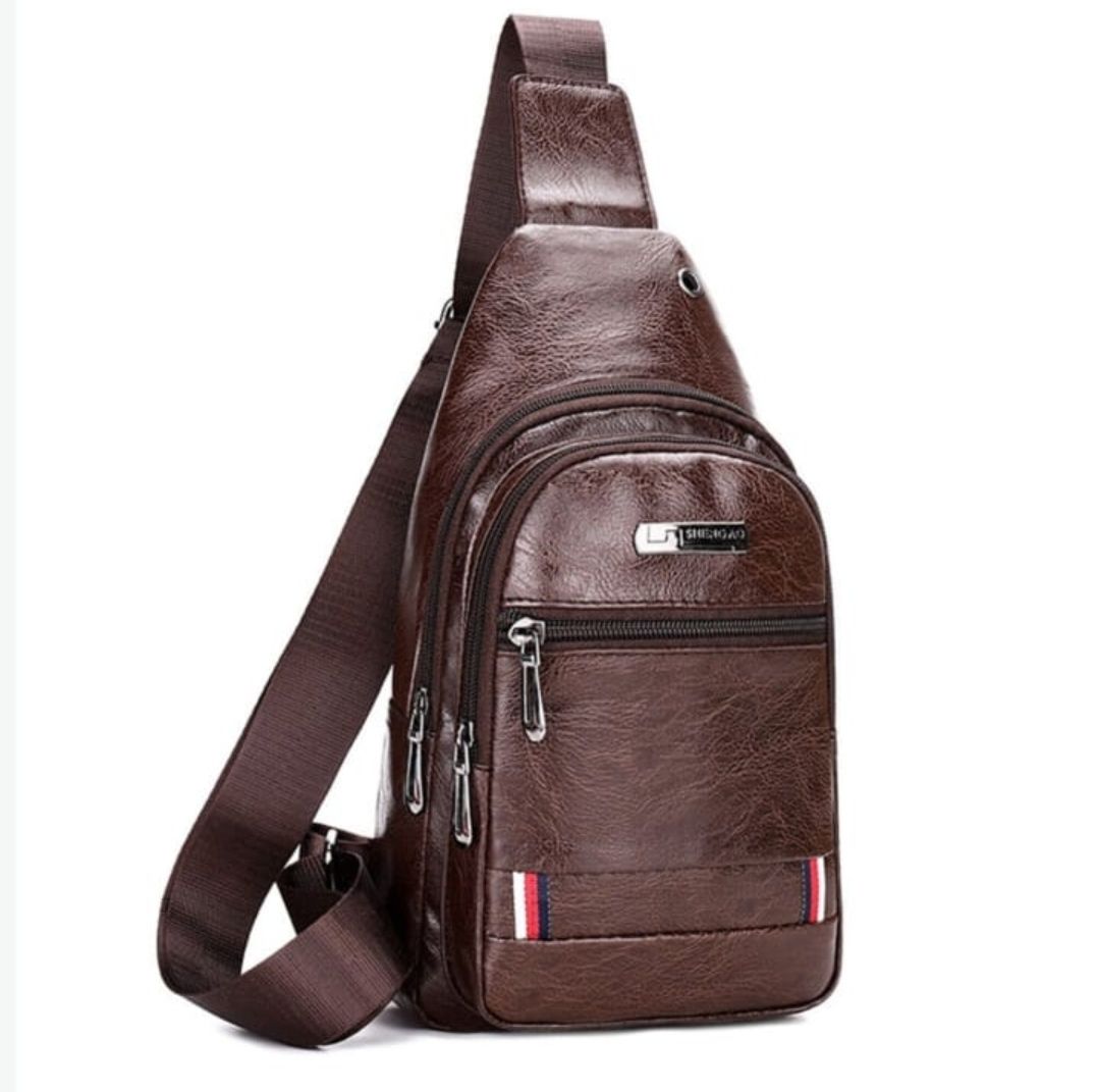 Brown PU Leather Unisex Cross-body Shoulder Bag | Shop Today. Get it ...