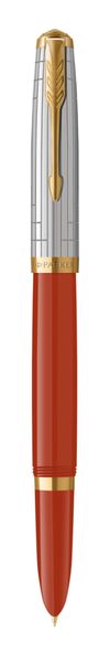 Parker 51 Premium Fountain Pen Medium Nib Black Ink - Red Rage Gold Trim
