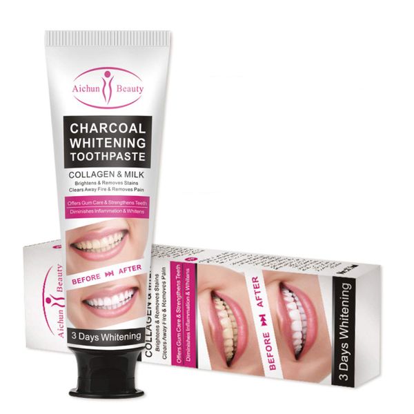 Aichun Beauty Charcoal Whitening Toothpaste with Collagen and Milk