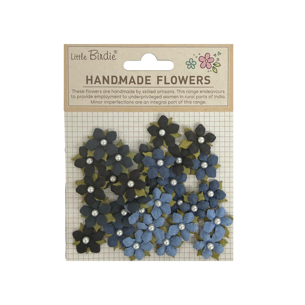 Handmade Flowers Elira - Vintage Blue 30pc