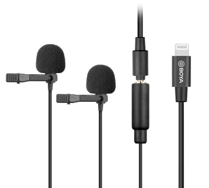 Dual Lavalier Microphones with Lightning Connector for iOS devices