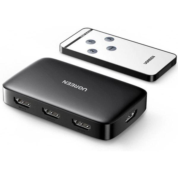 UGreen 80125 HDMI 3IN-1OUT Amplified Switch-BK