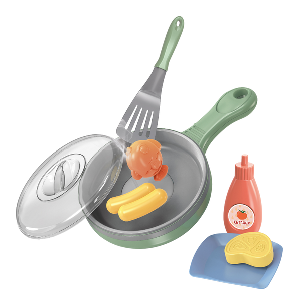 Pretend &amp; Play Frying Pan Set with Lights, Sound &amp; Food - Green
