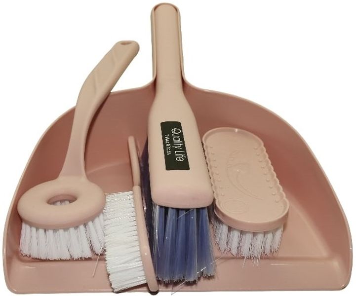 Kitchenette 5 Pieces Handheld Dust Pan And Brush - Pink