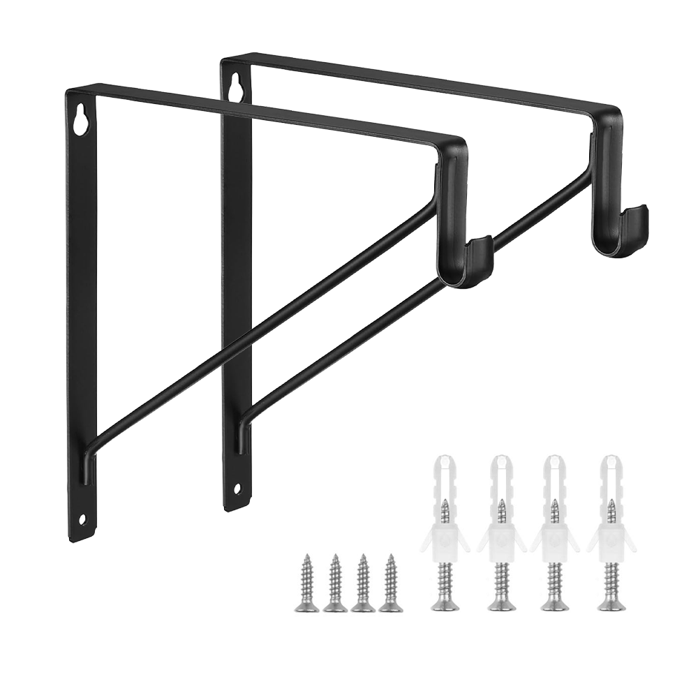 Lamont Triangular Shelf Brackets with Hooks for Wall Mounted Shelves-2 Pack