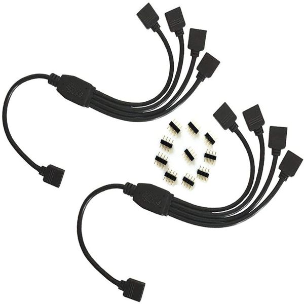 2PCS 4 Pin 1 to 4way LED Splitter Cable LED Strip Connector