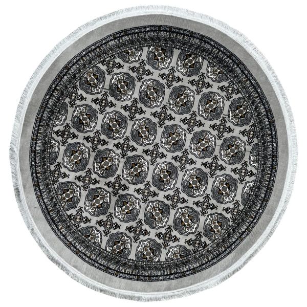 150 x 150 cm Grey Bokhara Design Persian Machine Made Round Rug