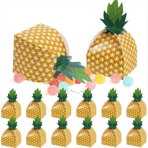 50 Pcs Pineapple Candy Cookie Box Hawaiian Party Gift Packing Box