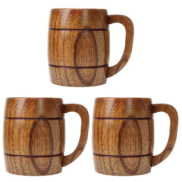 400Ml Classic Style Natural Wood Cup Beer Mugs Drinking For Party
