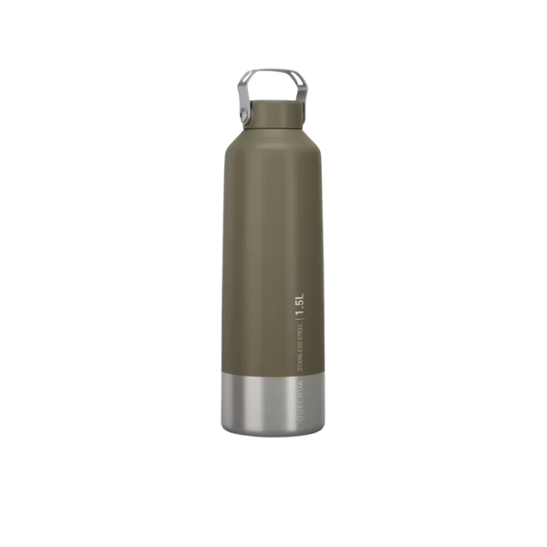 Quechua Stainless Steel W/B with Screw Cap for Hiking 1.5 L - Khaki