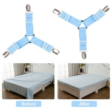 Set Of 4 Triangle Bed Sheet Grippers Suspenders For Mattress Sheet