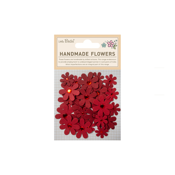 Handmade Flowers Sparkle Florettes - Cardinal Red 30pc