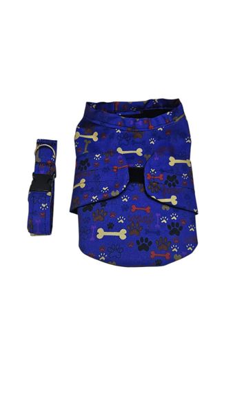 Adjustable Dog Jacket with Collar - Blue