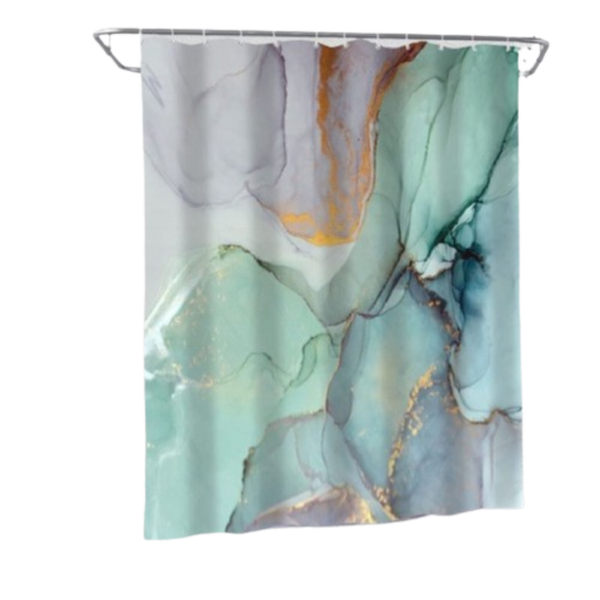 RODS - Custom Marble-Turquoise Shower Curtain