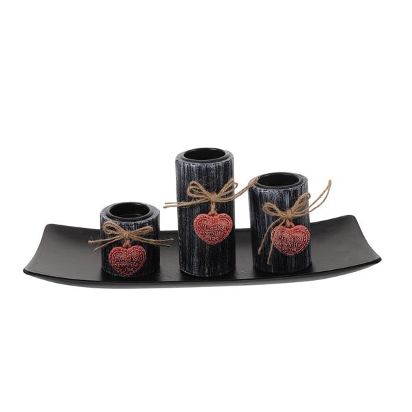 Valentine's Day Heart Candle Holder - New Vintage Wood Set for Home Deco