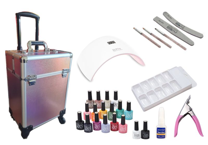 Beautician Nail Kit with a Cosmetic Case and UV Lamp