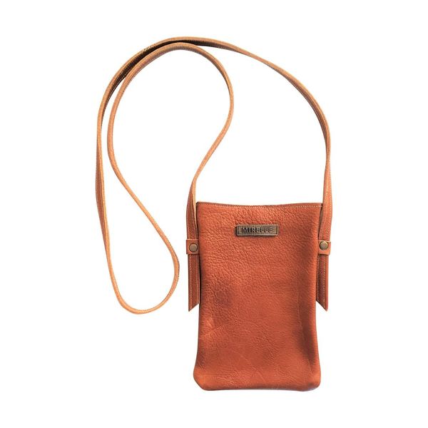 Leather Crossbody Sling Handbag for Cellphone - Ladies - Tan | MIRELLE
