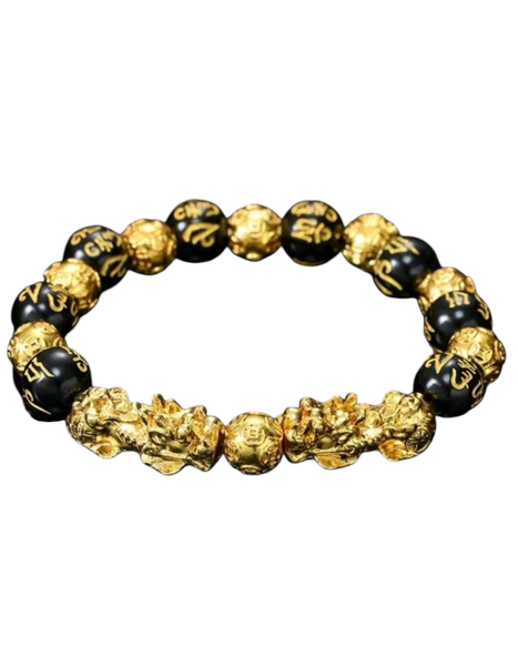 Exquisite Obsidian Stone Beads Pixiu Charm Bracelet